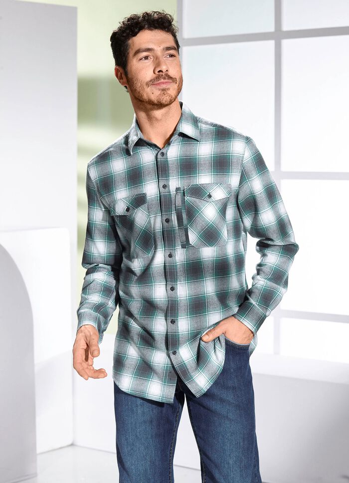 Geruit overhemd in 2 kleuren JADE GROEN-GRIJS GERUIT