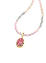 Vergulde hanger met rhodochrosiet 