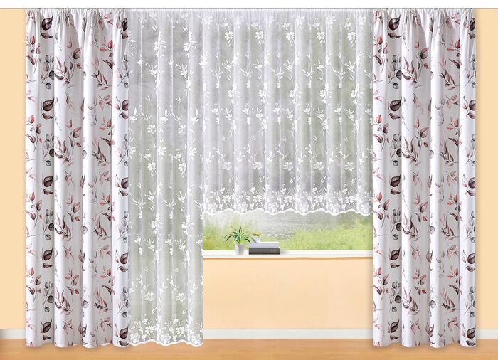 Bloemenraamgordijn bloemenrank met universele railband 