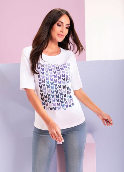 Shirt met sierstenen versiering 