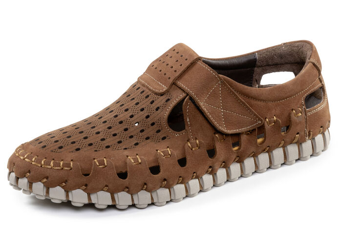 Zomerse herenpantoffels met uitneembaar voetbed BRAUN