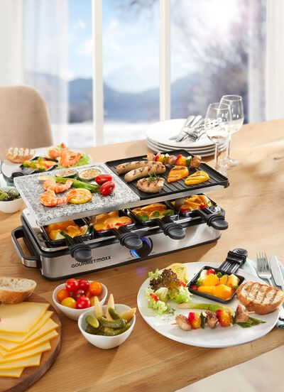Raclette met natuurstenen grillplaat 