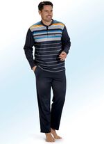 'Klima Komfort'-pyjama, met knoopsluiting en garengeverfd dwarsstrependessin, van Hajo 