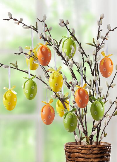 Paaseieren met lentemotief, set van 12 