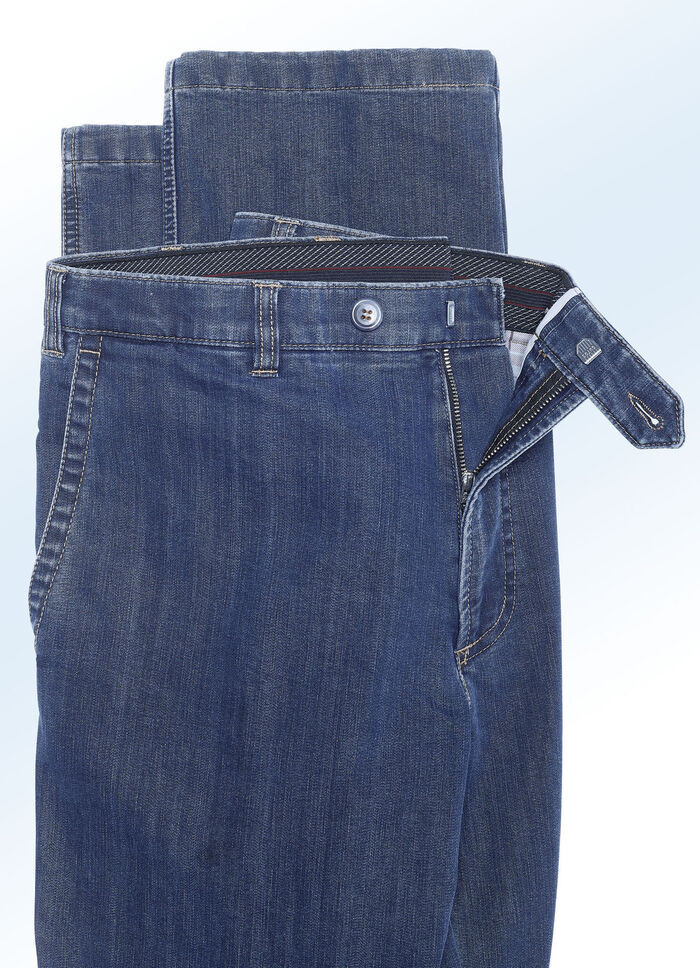 Thermische jeans met elastische tailleband in 5 kleuren JEANSBLAUW