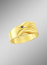 Herenring met adelaarskop en zwarte diamant 