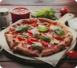 Glazen wandpaneel met pizzamotief 