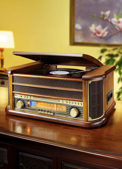 Nostalgische stereo-installatie met directe mp3-opnamefunctie 