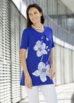 Lang shirt met contrastprint in 2 kleuren KONINGSBLAUW