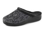 Laurina pantoffels van iriserend corduroy materiaal met vilten bies 