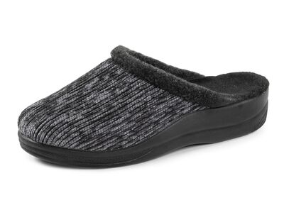 Laurina pantoffels van iriserend corduroy materiaal met vilten bies 