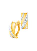 Tweekleurige creoolse klapoorbellen, deels machinaal gegraveerd 