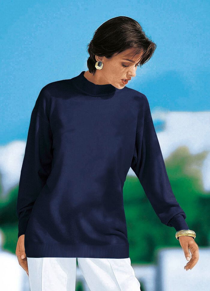 Fijn gebreide trui met scheerwol MARINE