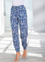 Broek met glanzende gekleurde inkjetprint 