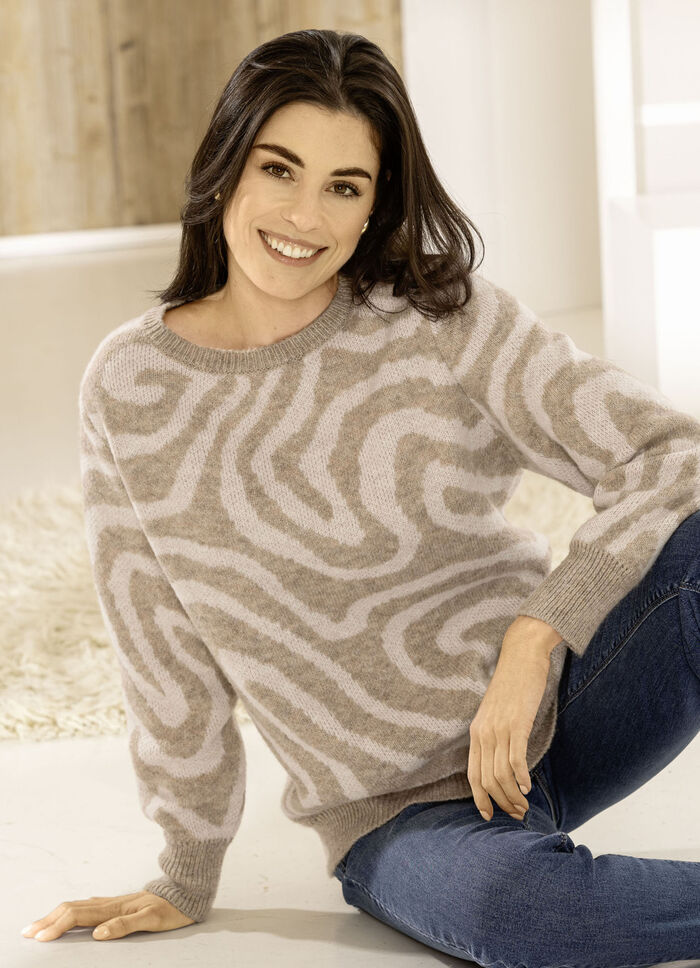 Trui in jacquarddessin ZANDBEIGE