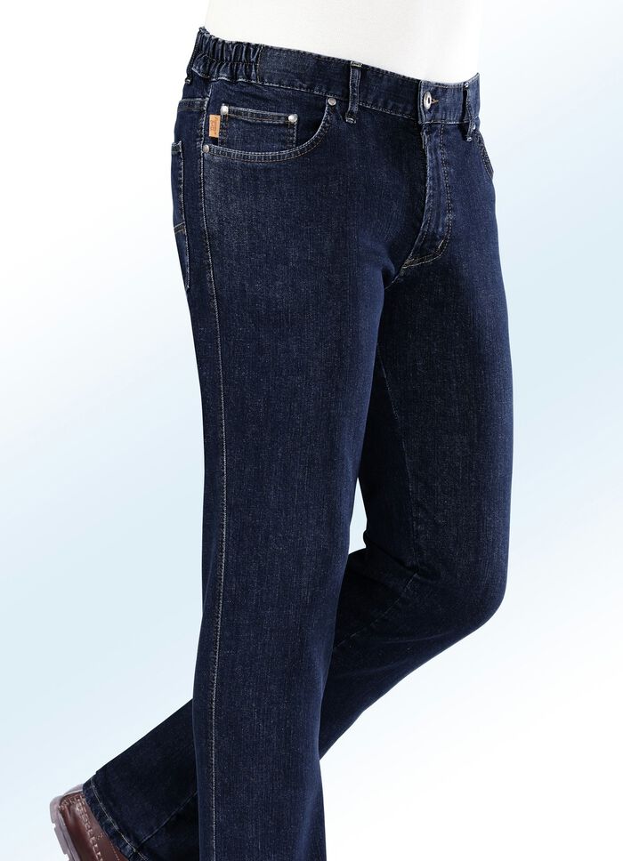 "Francesco Botti"-jeans met elastische inzetstukken in de tailleband in 3 kleuren DONKERJEANS