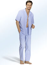 Shortama, 3-delig, met doorlopende knoopsluiting, van geweven stof met streepmotief 