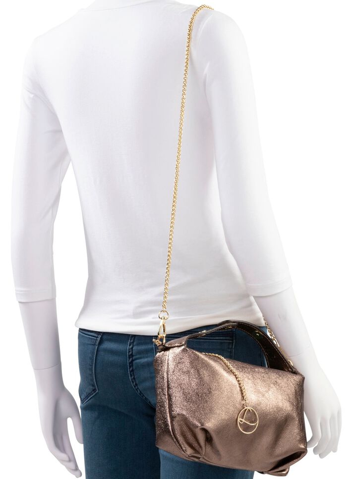 Laurina tas van generfd kalfsnappaleer BRONS