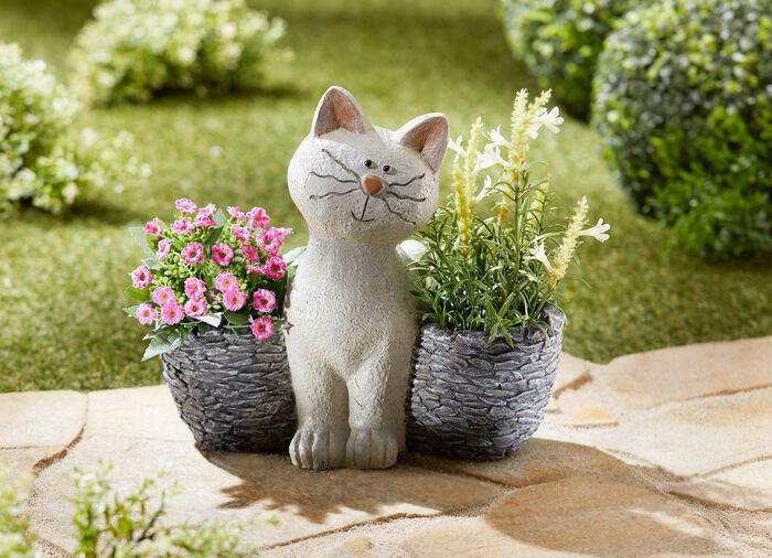 Polyresin kattenplantpot 