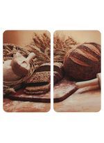 Glazen fornuisafdekplaten, set van 2, broodmotief 