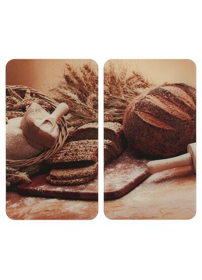 Glazen fornuisafdekplaten, set van 2, broodmotief 