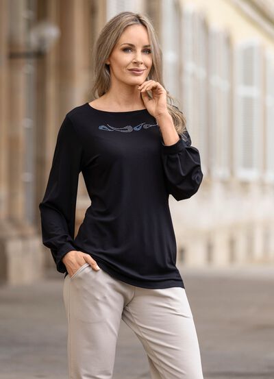 Shirt met verfijnde plooiranden 