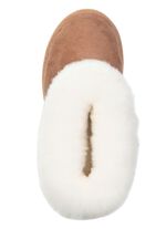 ELENA EDEN, warme damespantoffels, breedte G, met lamsvacht TABAKSBRUIN