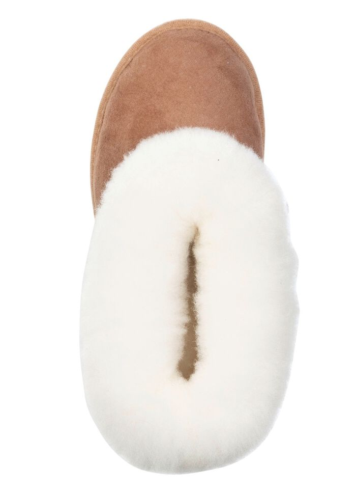 ELENA EDEN, warme damespantoffels, breedte G, met lamsvacht TABAKSBRUIN