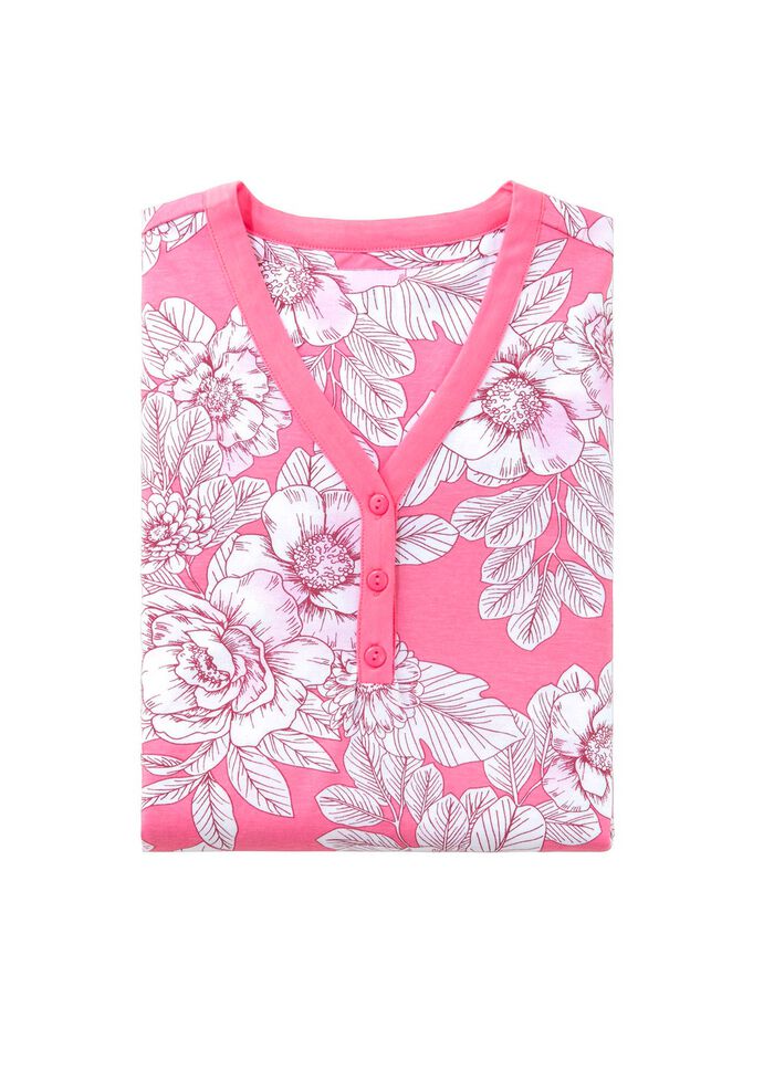 Set van twee nachthemden, knielengte, met knoopsluiting 