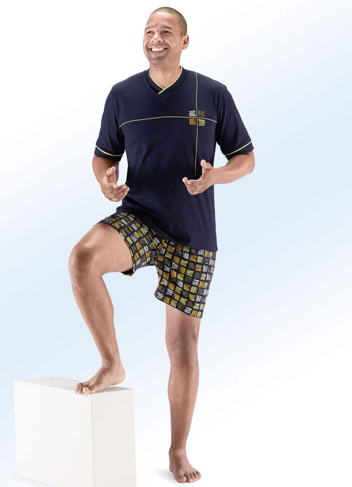 Shorty met V-hals en print 