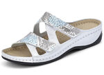 ELENA EDEN, comfortabele damesmuiltjes, breedte G, met klittenbandsluiting ZILVER-TURKOOIS