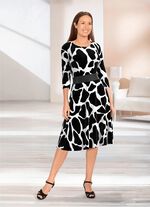 Jurk met brede kunstleren inzet 