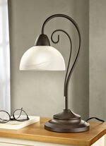 Tafellamp met voet van antiek roestkleurig metaal 