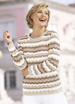 Trui in een mix van patronen BEIGE-TAUPE-WEISS