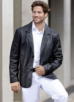 Korte leren blazer met reverskraag 