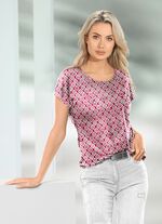 Shirt met briljante inkjetprint in 2 kleuren FUCHSIA-WIT