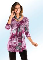 Lang shirt met all-over dessin in 3 kleuren 