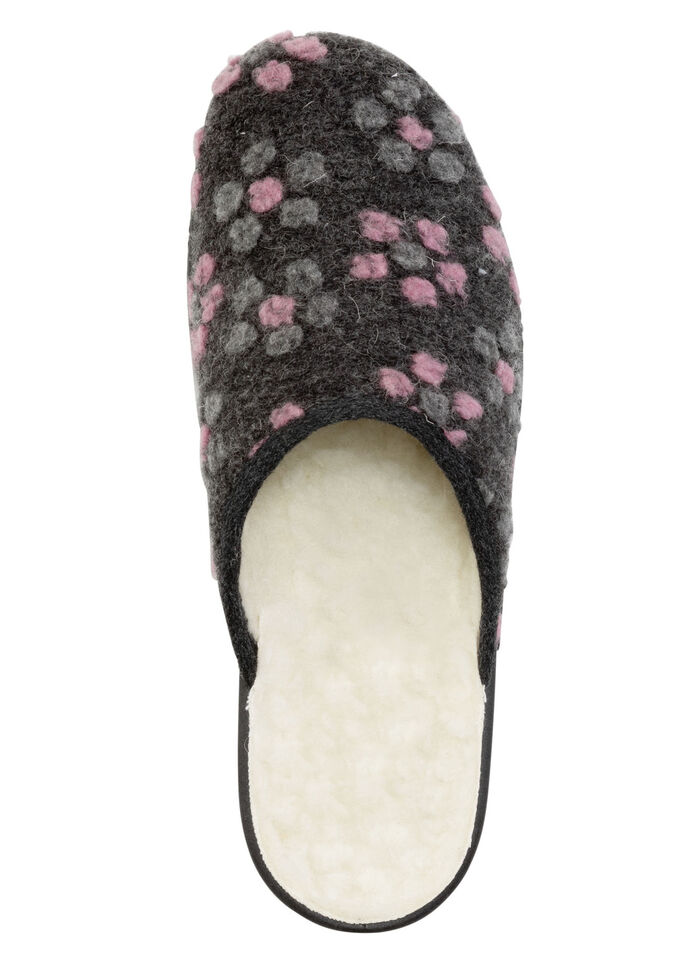 Slippers met bloemmotief ANTRACIET-ROZE