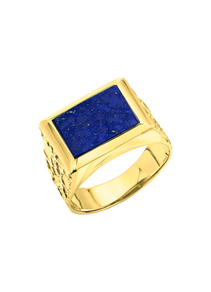 Herenring van goud met lapis lazuli 