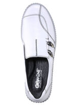 Gemini pantoffels van rundnappaleer met decoratieve oogjes WIT