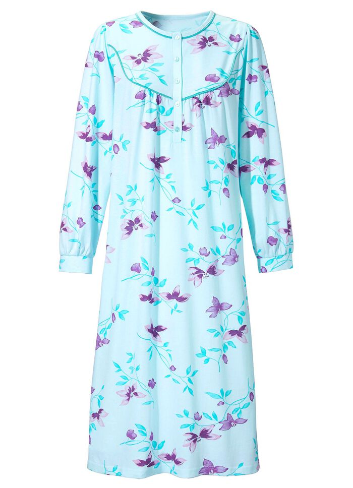 Nachthemd, lange knoopsluiting en geknoopte manchetten 