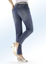 Jeans met 5 zakken, parels en siersteentjes JEANS BLAUW