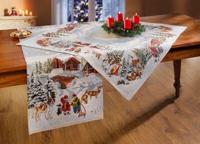 Wintertafel- en kamerdecoratie in tapijtkwaliteit 