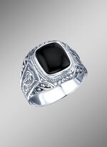 In massieve uitvoering: stijlvolle herenring met echte onyx 