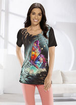 Shirt met vlinderprint in 2 kleuren ZWART-KLEURIG