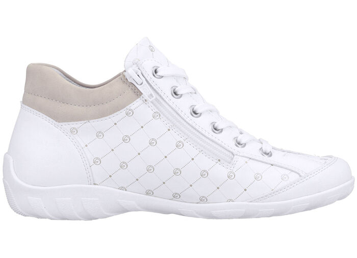 Remonte veterlaarsje van bedrukt en glanzend metallic synthetisch materiaal WIT-POEDERROZE