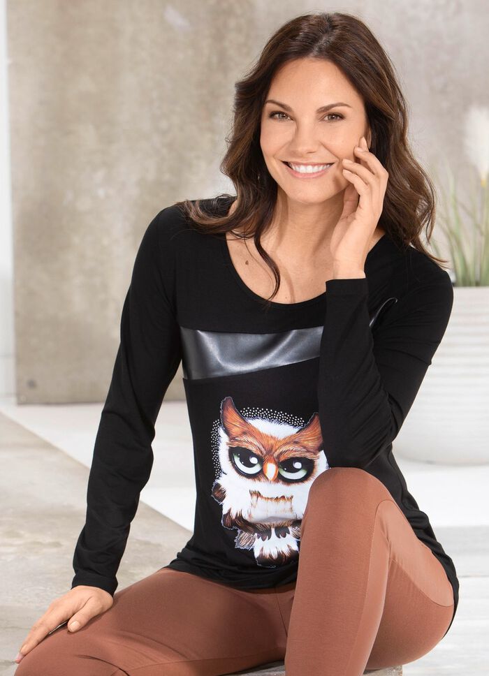 Overhemd met zwarte imitatie nappa leren inzet in 2 kleuren 