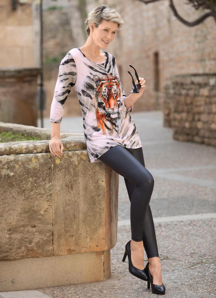 Shirt met geplaatst dierenmotief ZWART-GRIJS