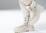 Remonte, gevoerde dameslaarzen, winterschoenen, breedte G, met rits ECRU-BEIGE