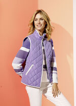 Gewatteerd vest met contrasterende biezen PAARS
